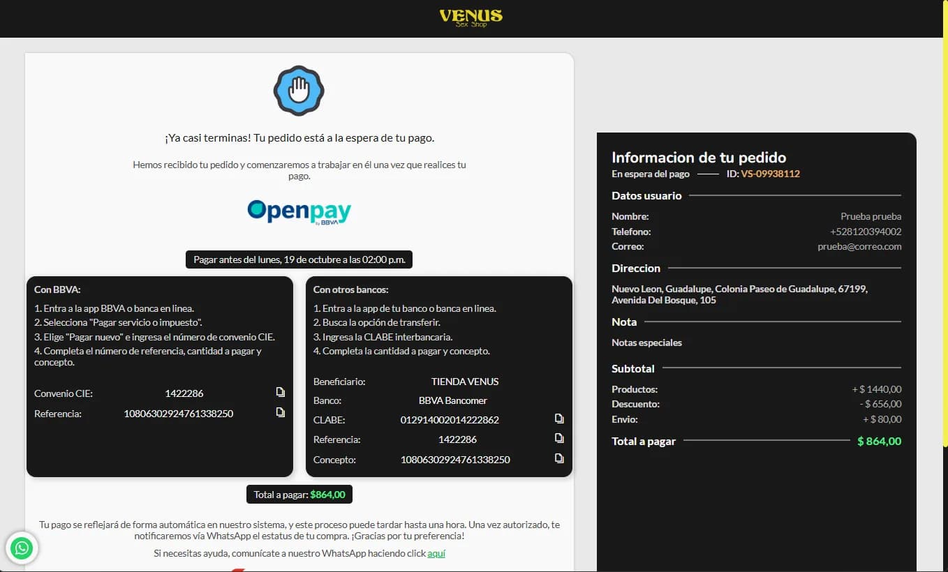 Confirmación de compra
