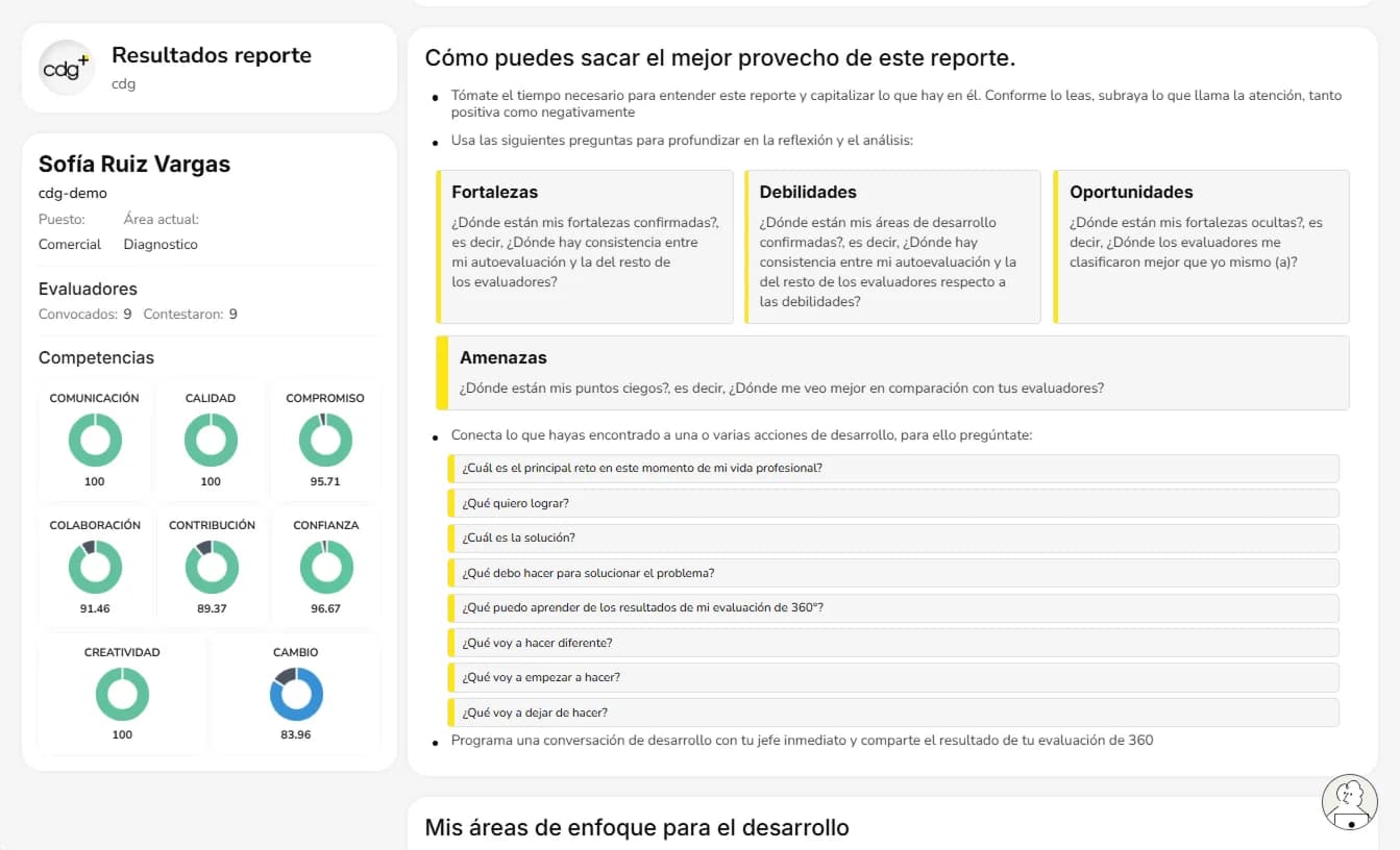Vista del reporte demo